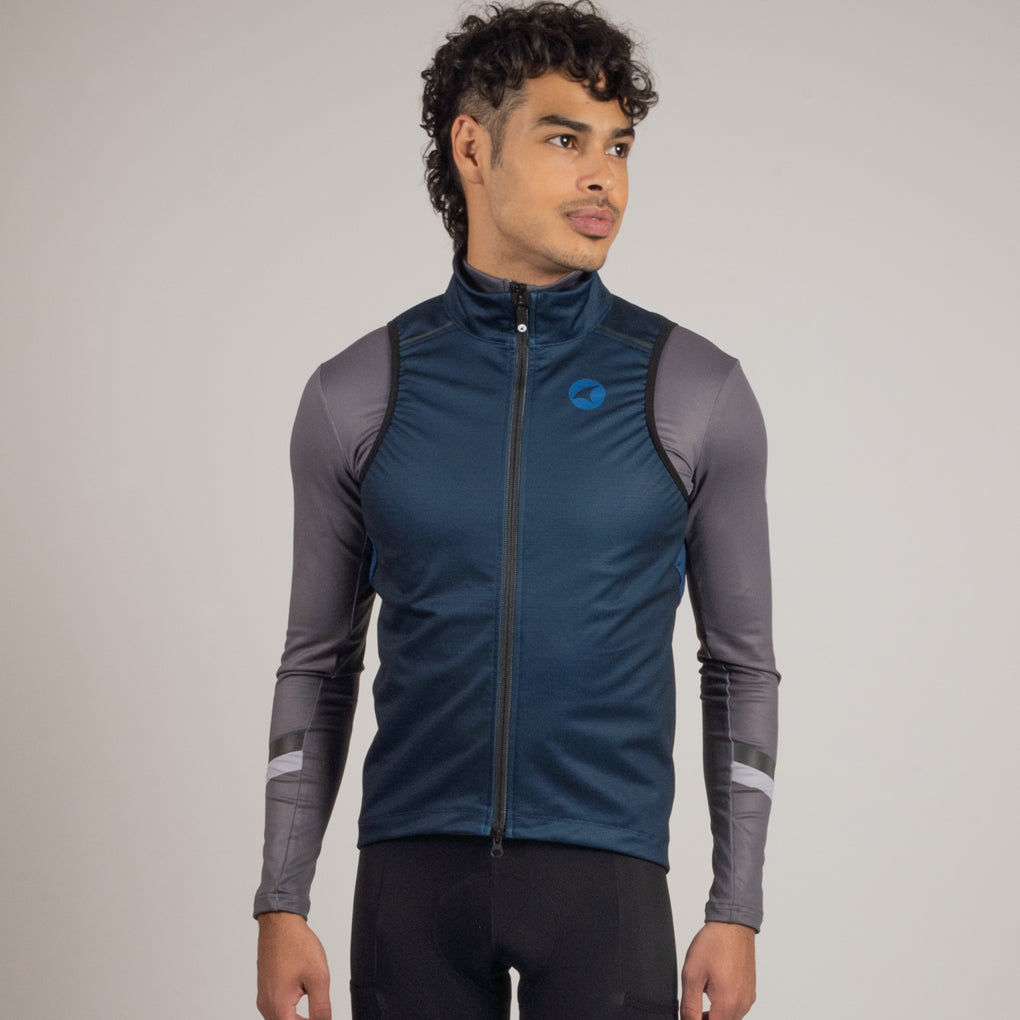 Men's Thermal Cycling Vest - On Body Front #color_navy