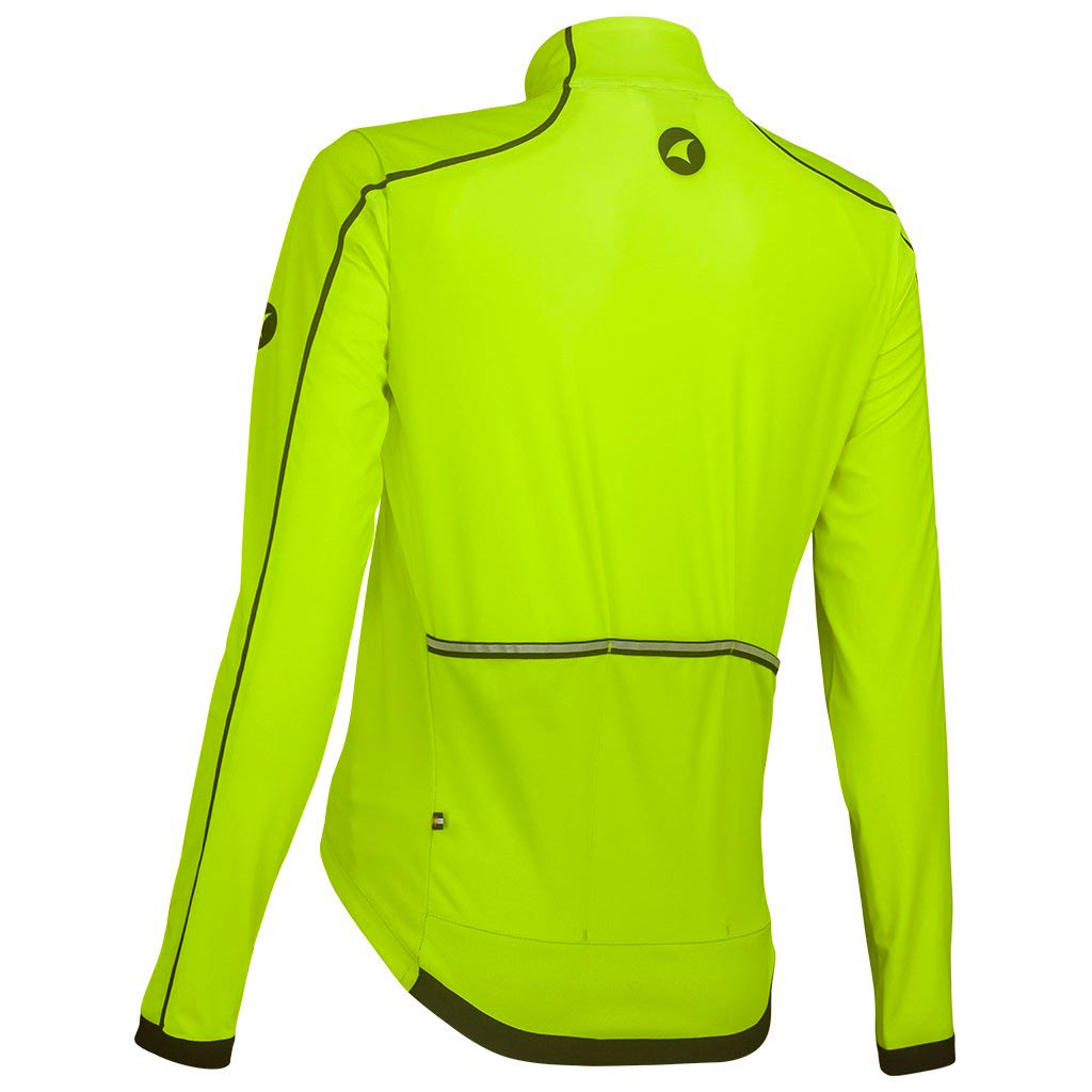 Womens Cycling Jacket for Cool Weather - Back View #color_manic-yellow
