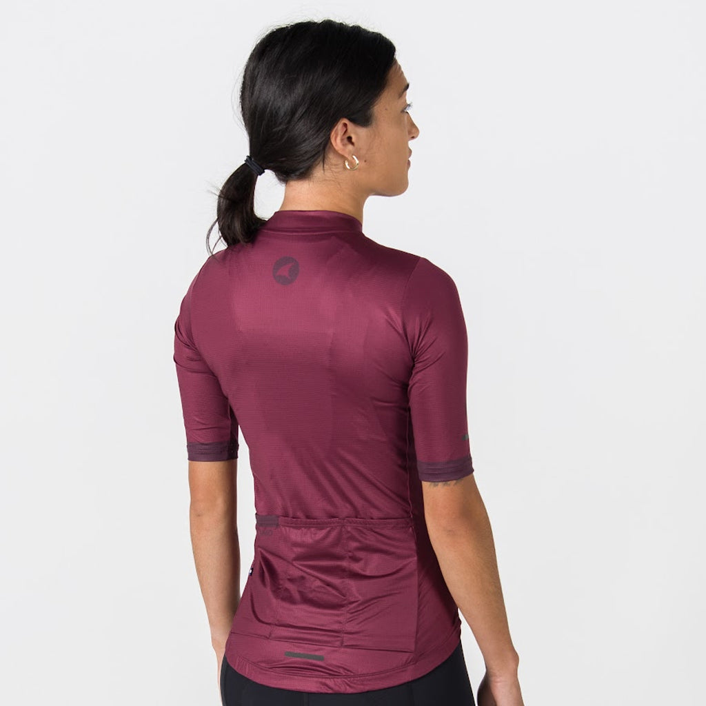 Summer Cycling Jersey For Women - On body Back View #color_mulberry