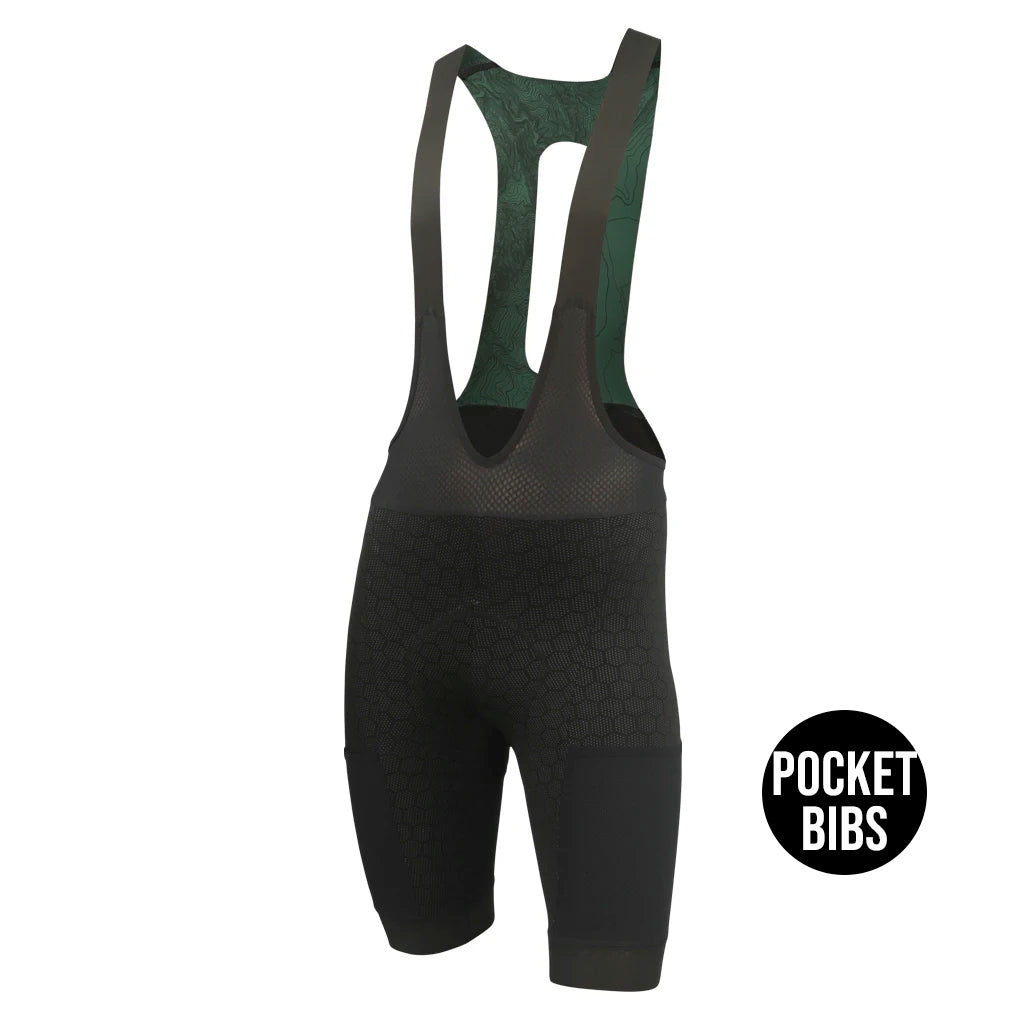 Men's "12-hour" Cargo Bib Shorts - Front View #color_black