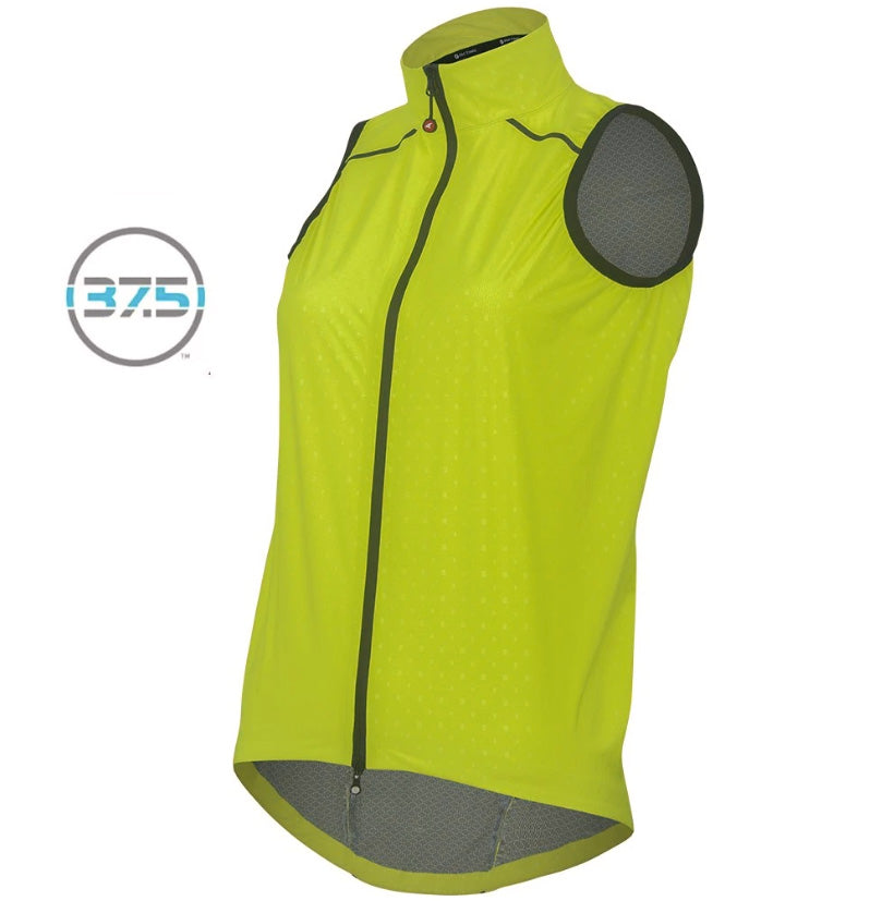 Waterproof Cycling Rain Vest for Women Front View #color_manic-yellow