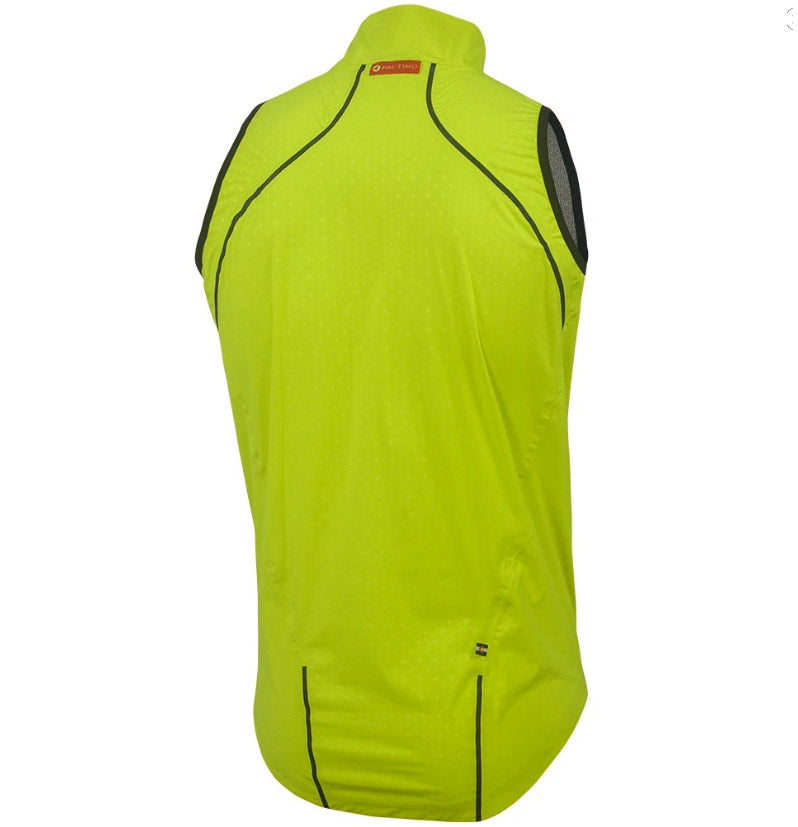 Waterproof Cycling Rain Vest for Men Back View #color_manic-yellow