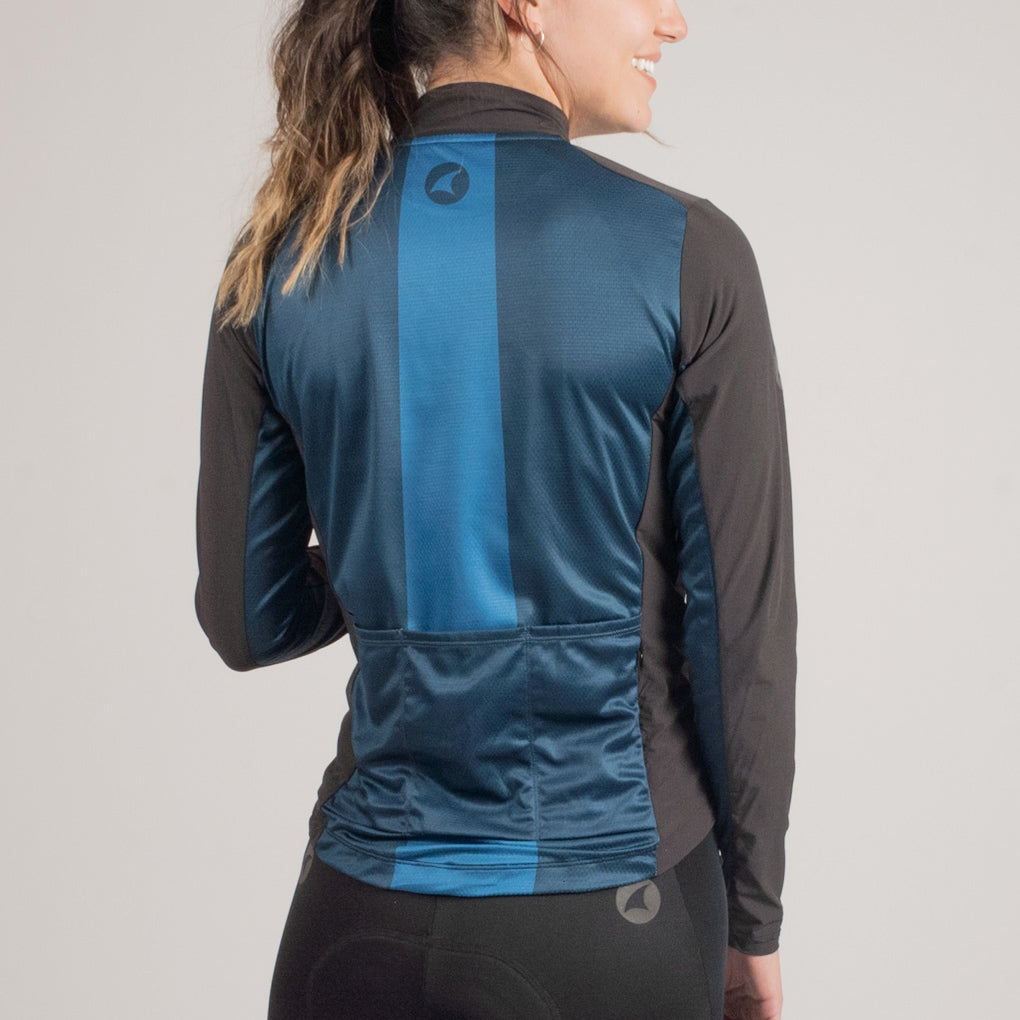 Wind-blocking Cycling Jersey for Women #color_navy