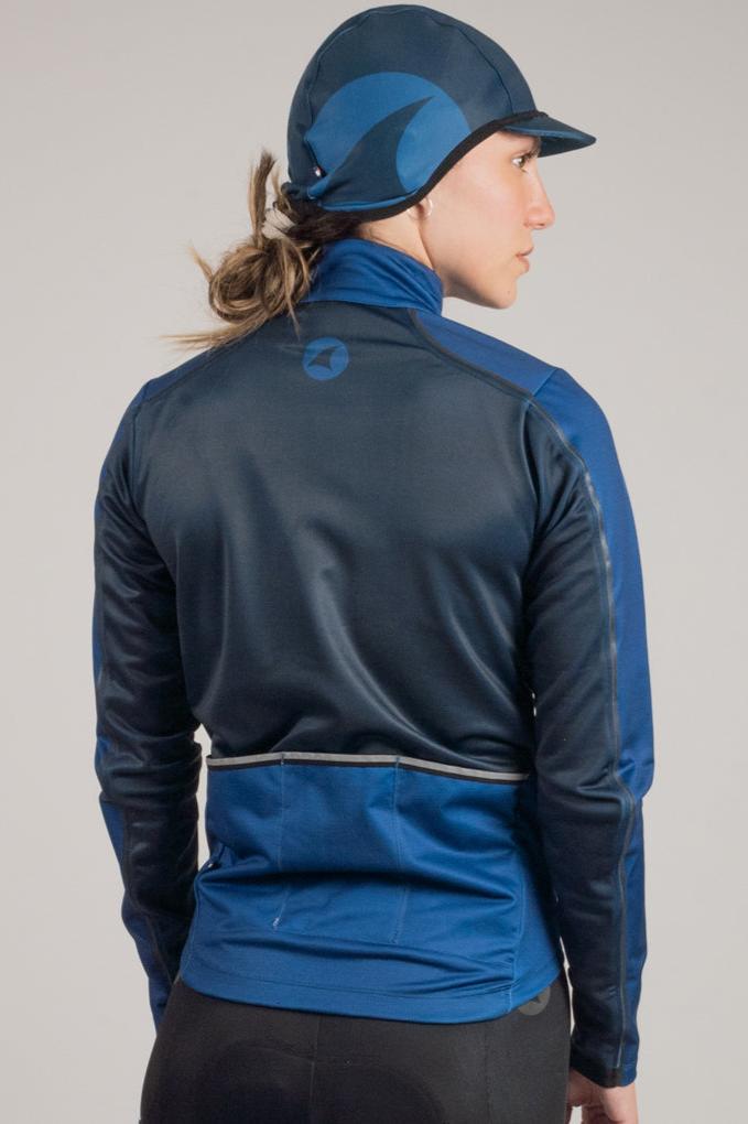 Women's Thermal Cycling Jacket - On Body Back View #color_navy