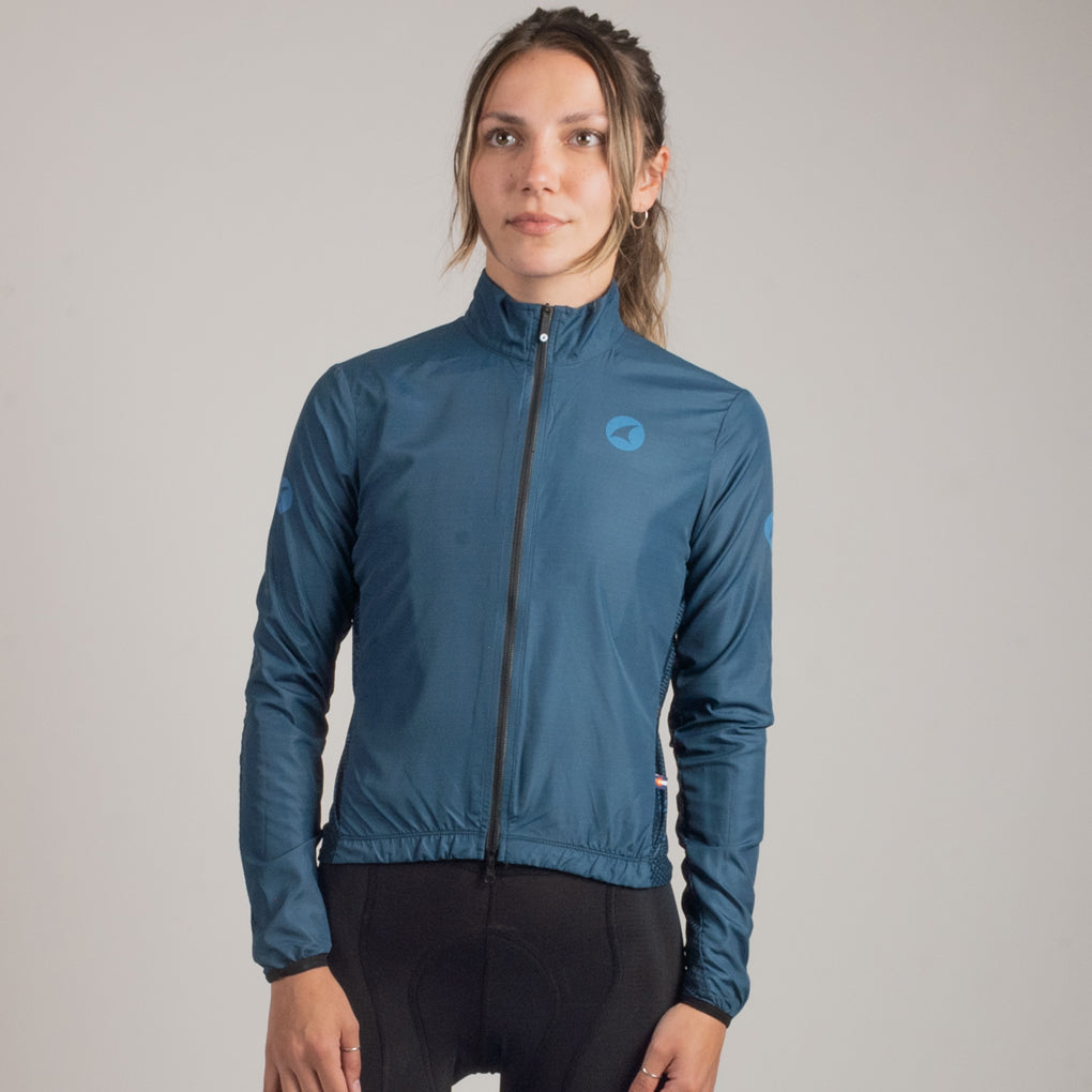 Women's Long Sleeve Packable Cycling Wind Jacket #color_navy